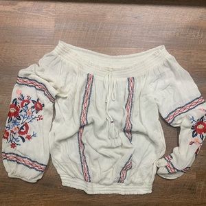White off the shoulder embroidered top